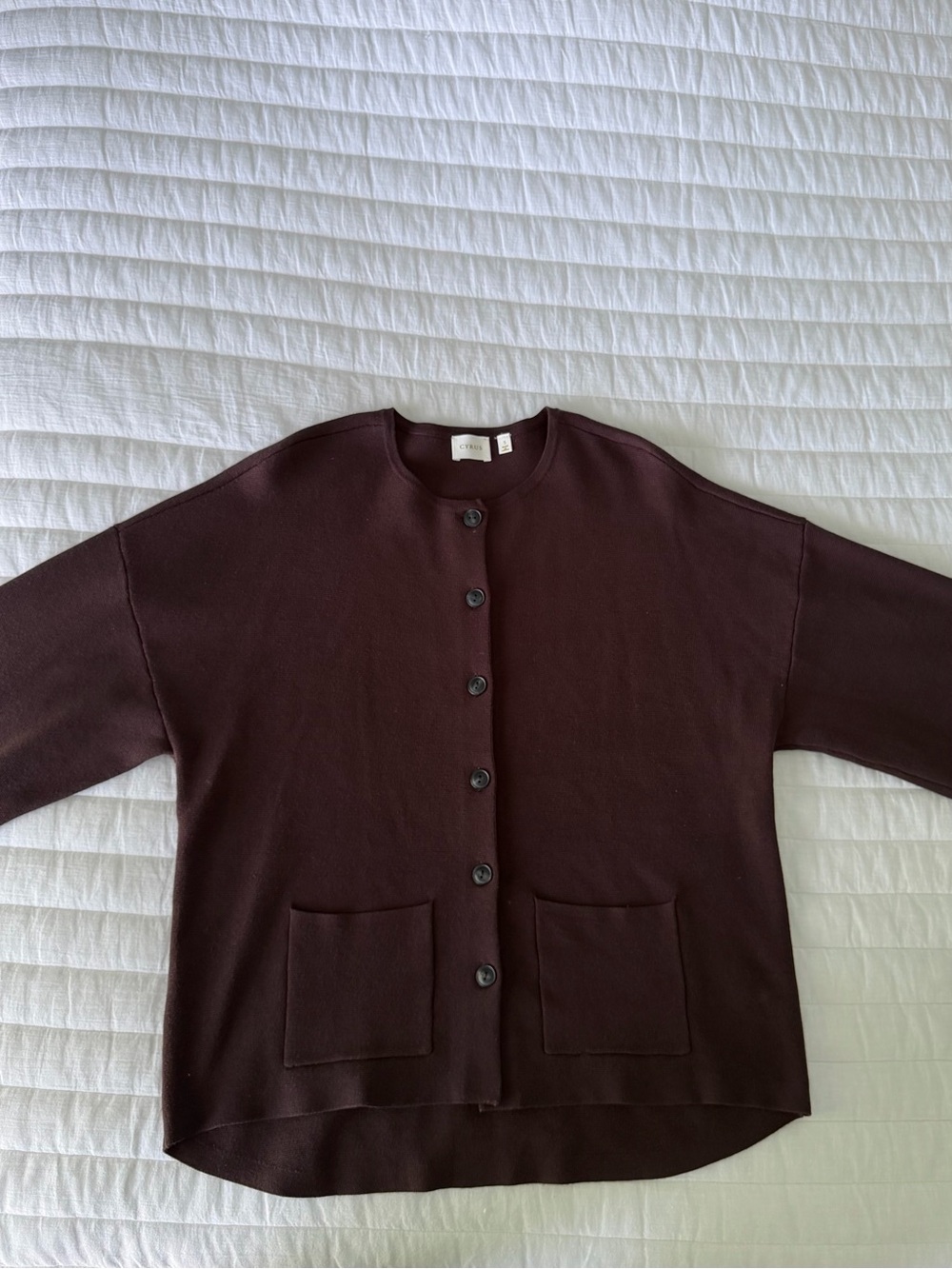 Cyrus Womens Dark Brown Button-Front Cardigan Sweater
